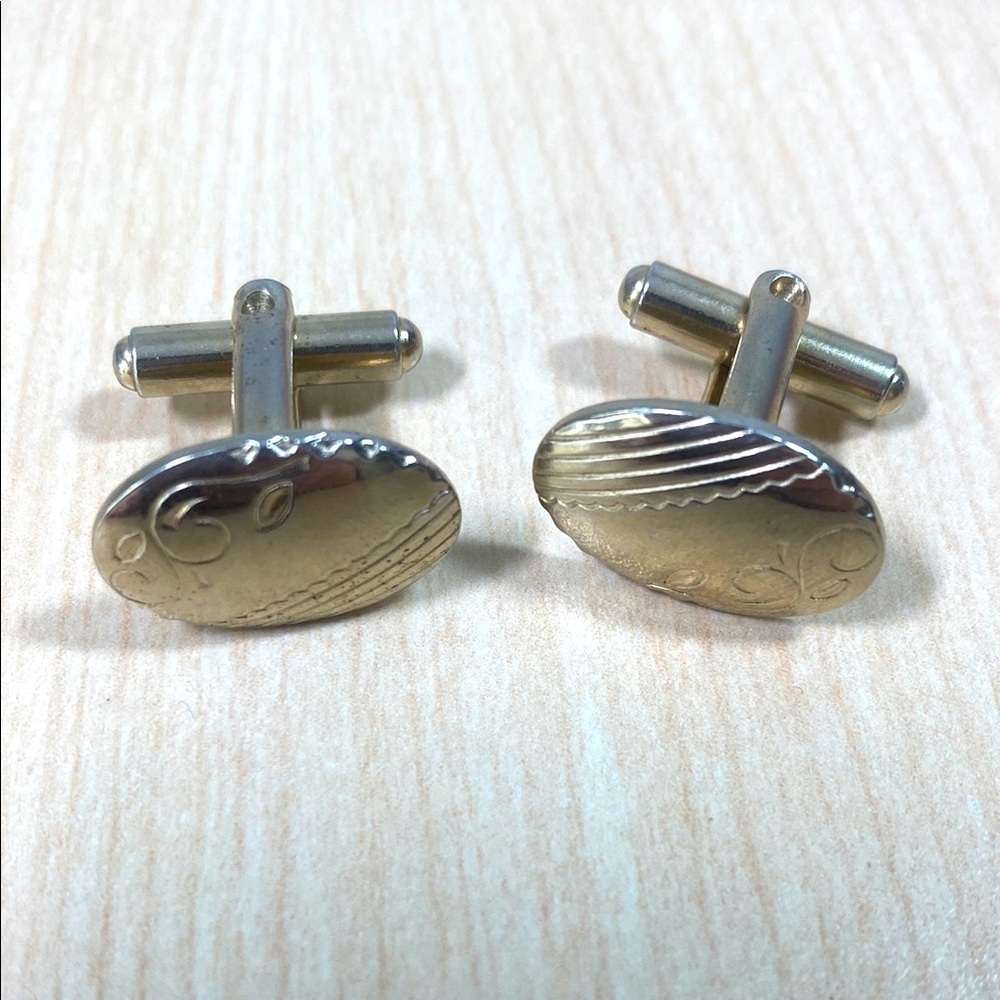 Vintage Ornate Engraved Metal Cufflinks